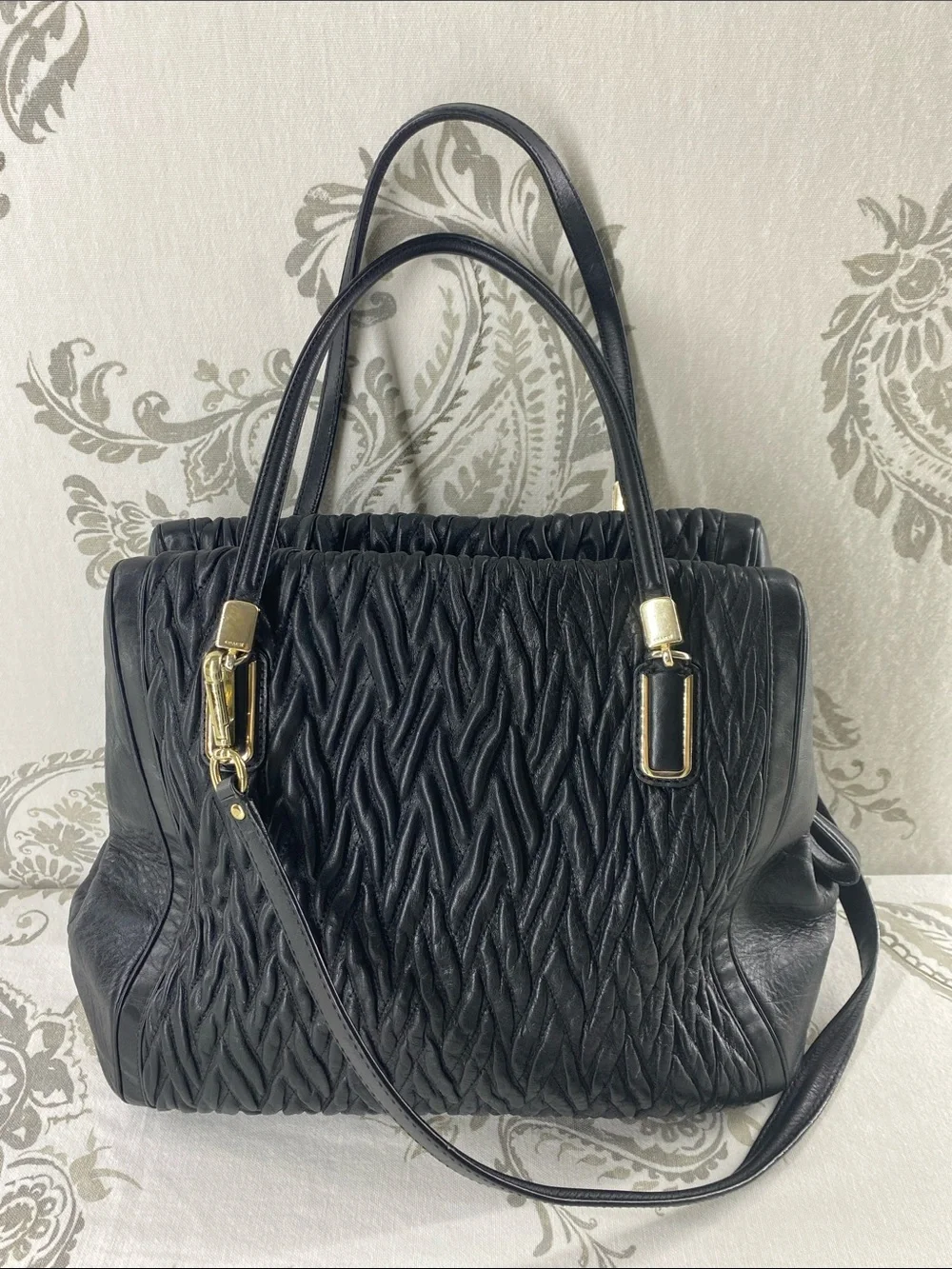 Coach Madison Gathered Twist Leather Satchel